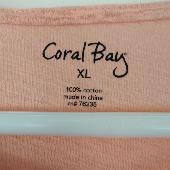 Coral Bay XL Light Tangerine/Coral Embellished Tee - Picture 4 of 5